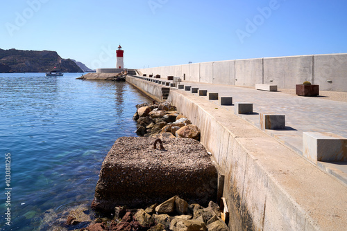 Lighthouse in the Mediterranean Sea, Cartagena, Murcia photo