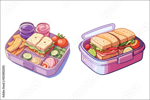 Lunch box Vector illustration Clipart, Lunch box & tiffin box Clipart, food lunch box.