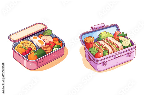 Lunch box Vector illustration Clipart, Lunch box & tiffin box Clipart, food lunch box.