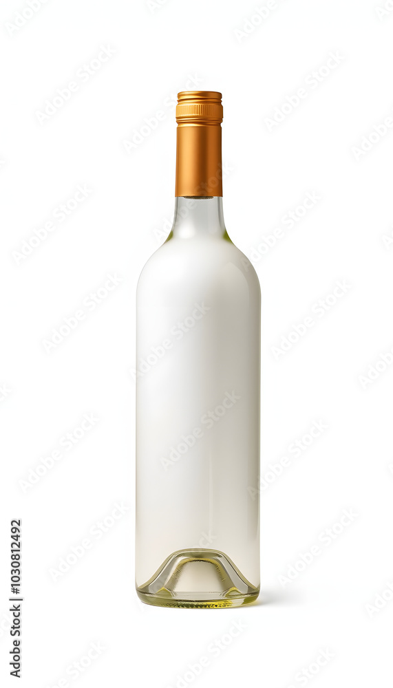 white wine bottle with bronze screw cap on white background isolated with white highlights, png white wine bottle with bronze screw cap on white background isolated with white highlights, png