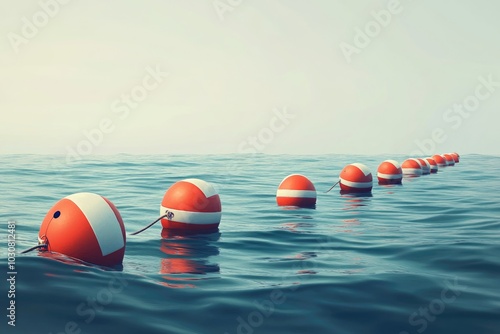 Orange and White Buoys at Sea photo