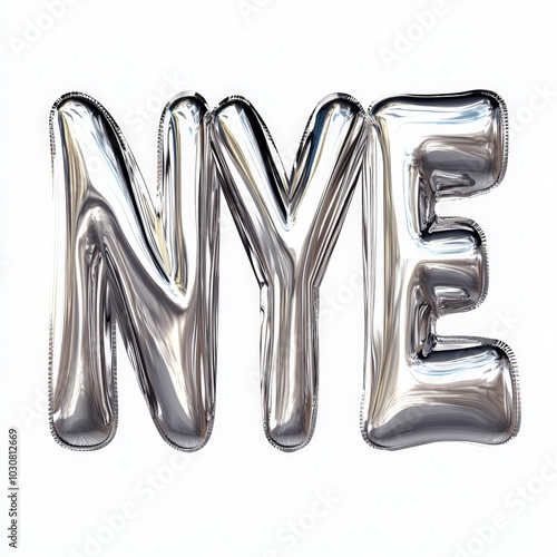 Chrome 3d letters of the word 