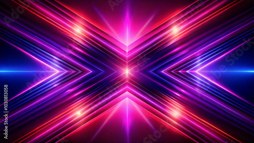 Dynamic neon light beams creating an abstract pattern, vibrant and energetic design with colorful reflections 