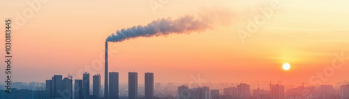 Wallpaper Mural Industrial skyline silhouette at sunset with smoke rising from factory chimneys. Torontodigital.ca