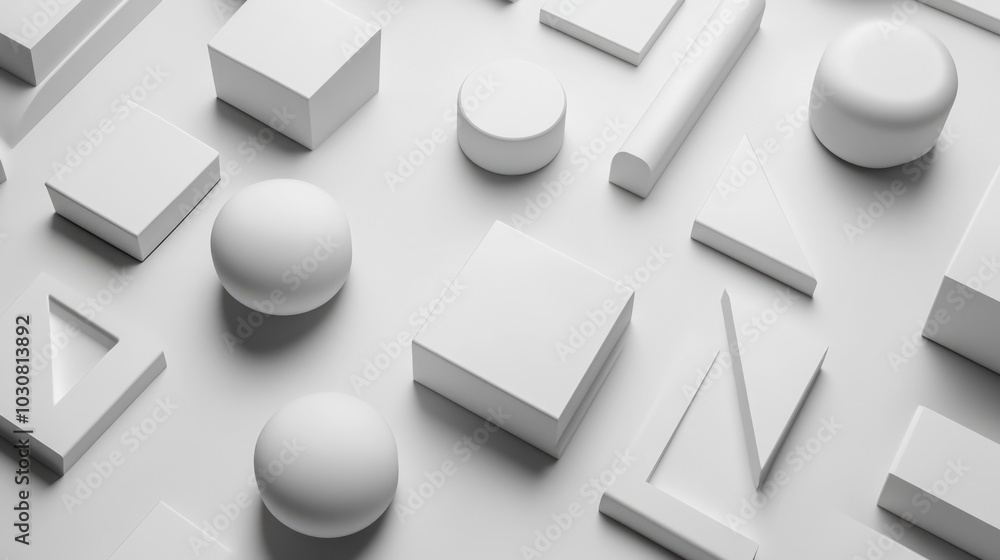 White Cubes and Spheres on White Surface White Cubes and Spheres on White Surface