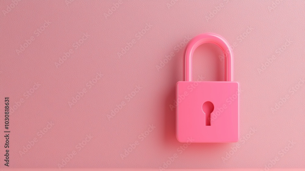 Bright Pink Padlock on Soft Pink Background Bright Pink Padlock on Soft Pink Background
