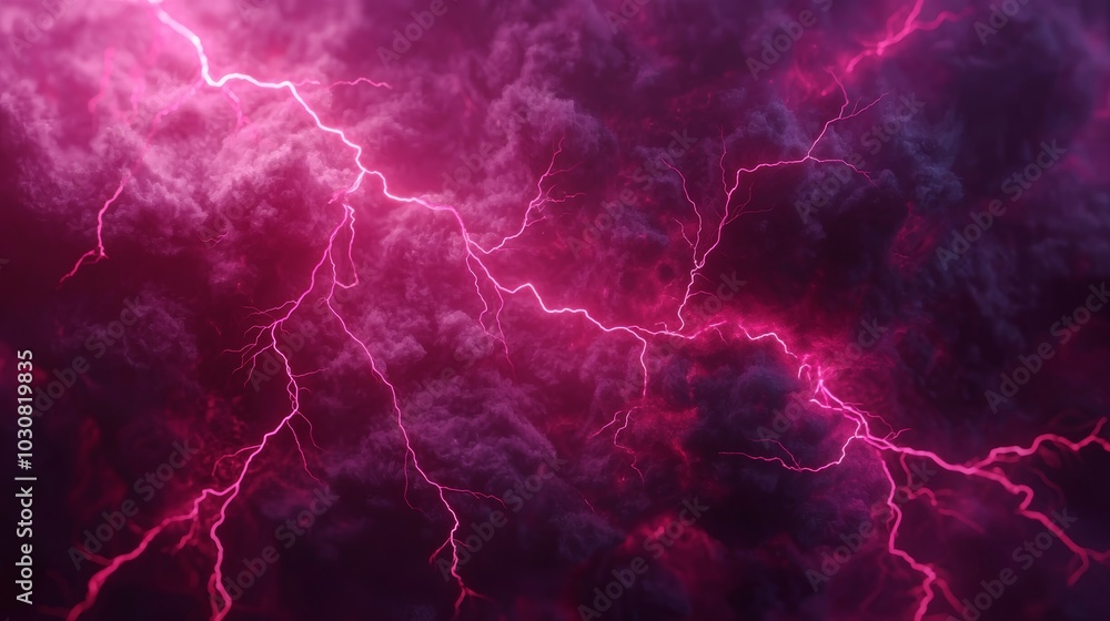 Dramatic Pink Lightning in Dark Clouds Dramatic Pink Lightning in Dark Clouds