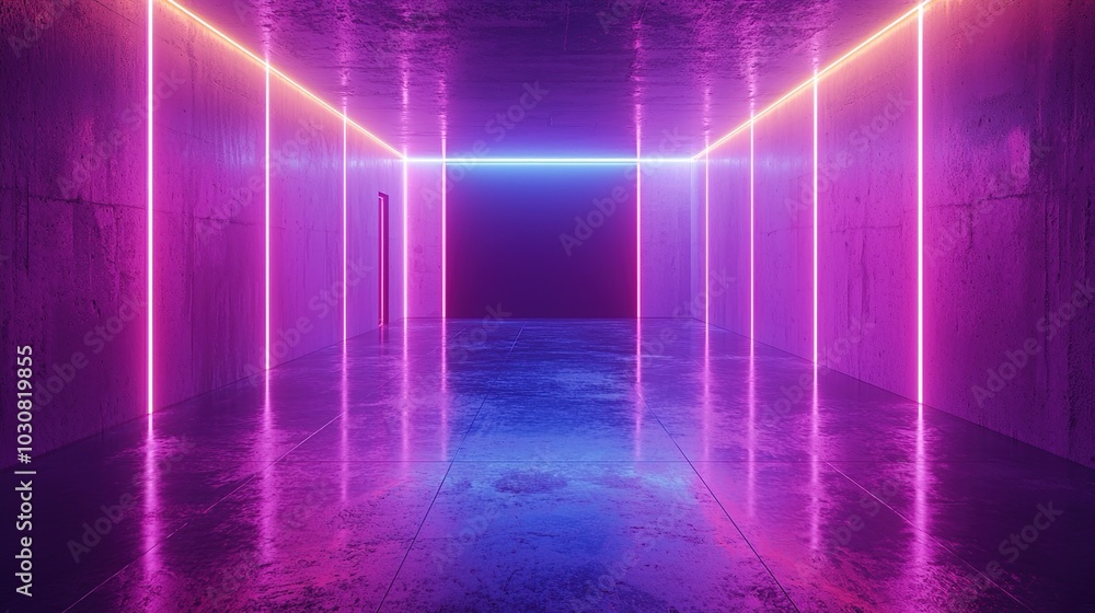 Neon Lights in a Futuristic Corridor Neon Lights in a Futuristic Corridor