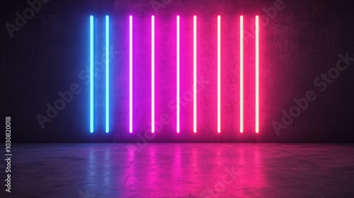 Neon Lights in Dark Room with Colorful Glow