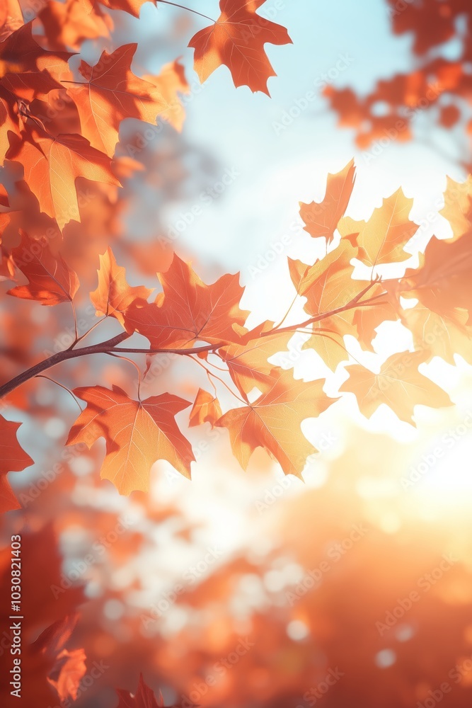 Autumn Maple Leaves Glowing in the Warm Light - Made with Generative AI Autumn Maple Leaves Glowing in the Warm Light - Made with Generative AI