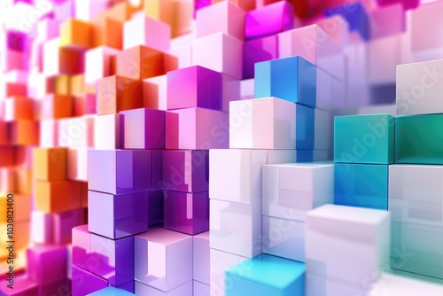 Colorful Cubes in Room