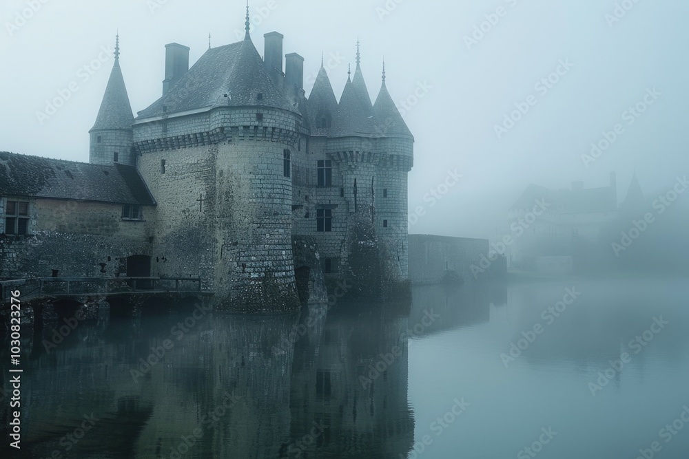 Fototapeta premium Castle on Foggy Lake