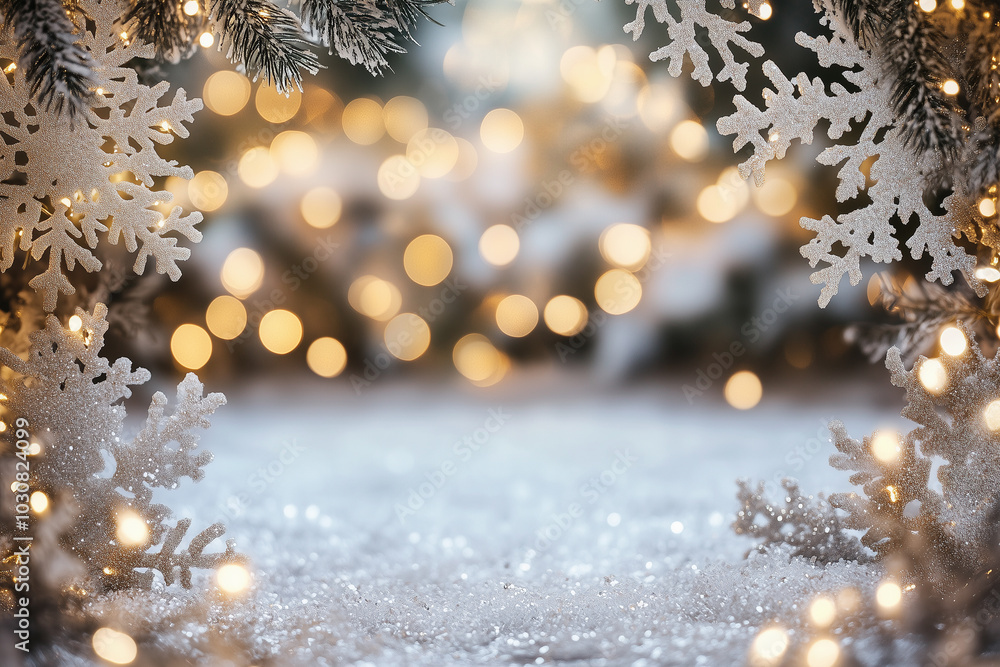 Snowflake Christmas background frame with bokeh Snowflake Christmas background frame with bokeh