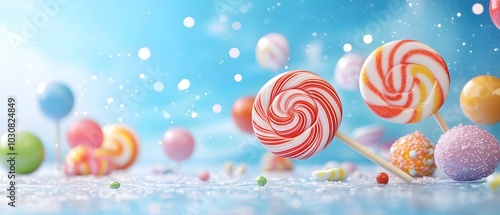 Colorful Confectionery Cascade with Whimsical Bokeh Background