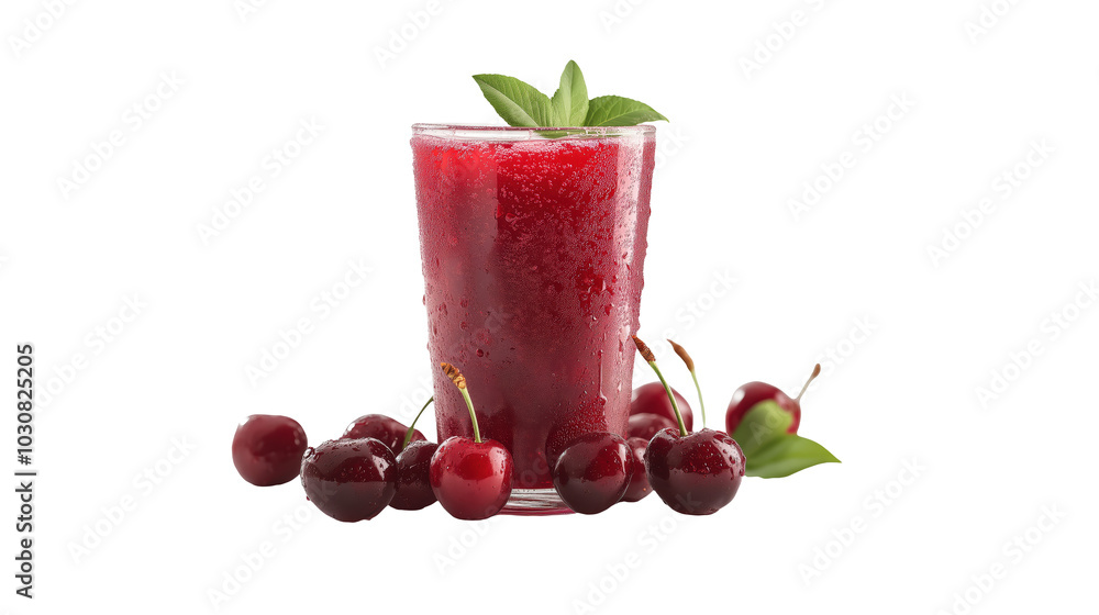 Refreshing Cherry Drink Garnished with Mint Leaves Refreshing Cherry Drink Garnished with Mint Leaves