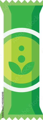 Green packaging bag with leaf logo, perfect for presenting your packaging design for snacks, powder product, or other organic products