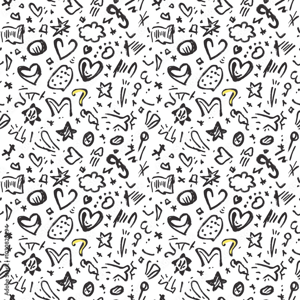 A seamless pattern of hand-drawn sketches in kids art style, full of playful and colorful doodles. Perfect for children's decor, clothing, or creative designs. Whimsical and fun! A seamless pattern of hand-drawn sketches in kids art style, full of playful and colorful doodles. Perfect for children's decor, clothing, or creative designs. Whimsical and fun!