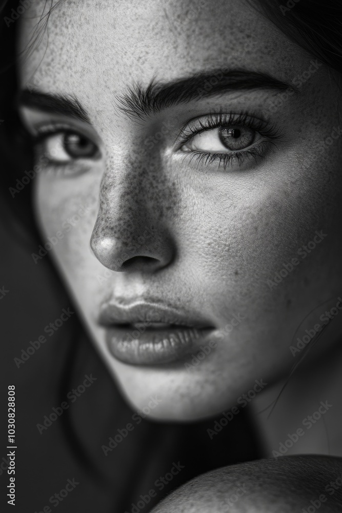 Woman with Freckles Close-Up Woman with Freckles Close-Up