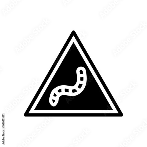 warning symbol worm parasite glyph icon vector. warning symbol worm parasite sign. isolated symbol illustration