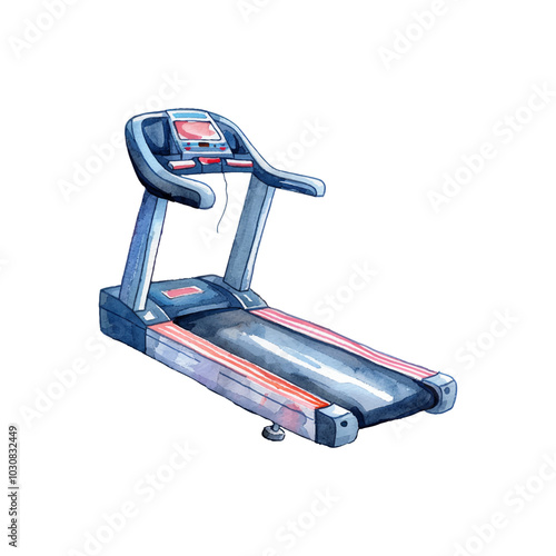 treadmill vector illustration in watercolor style