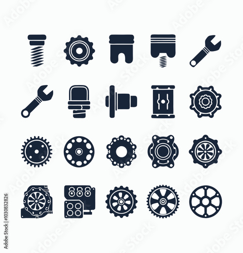 Mechanical engineering icons symbol illustration