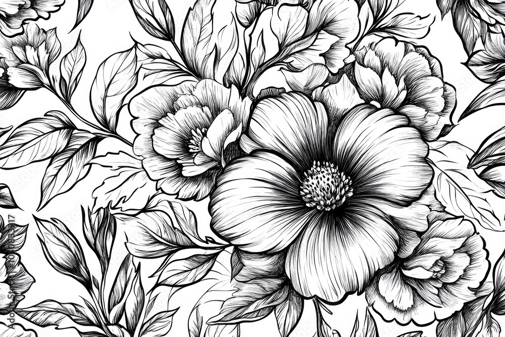 Black and White Floral Pattern Black and White Floral Pattern