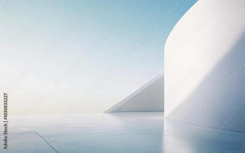 a white architectural structure with a curved, undulating surface, set against a clear blue sky. The structure appears modern and minimalist. a white architectural structure with a curved, undulating surface, set against a clear blue sky. The structure appears modern and minimalist.