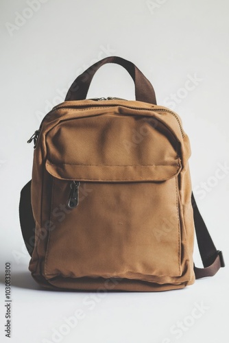 Brown Backpack on White Surface