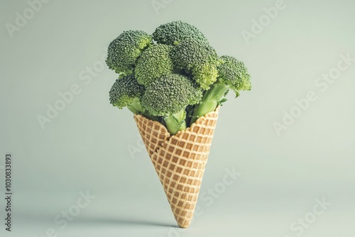 Waffle Cone with Broccoli