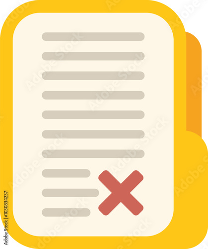 Photos This vector illustration shows a yellow folder containing a document with an err