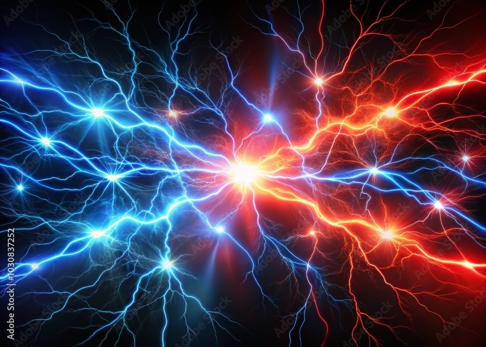 Red and Blue Lightning Abstract Background for Dynamic Electrical Visuals Red and Blue Lightning Abstract Background for Dynamic Electrical Visuals