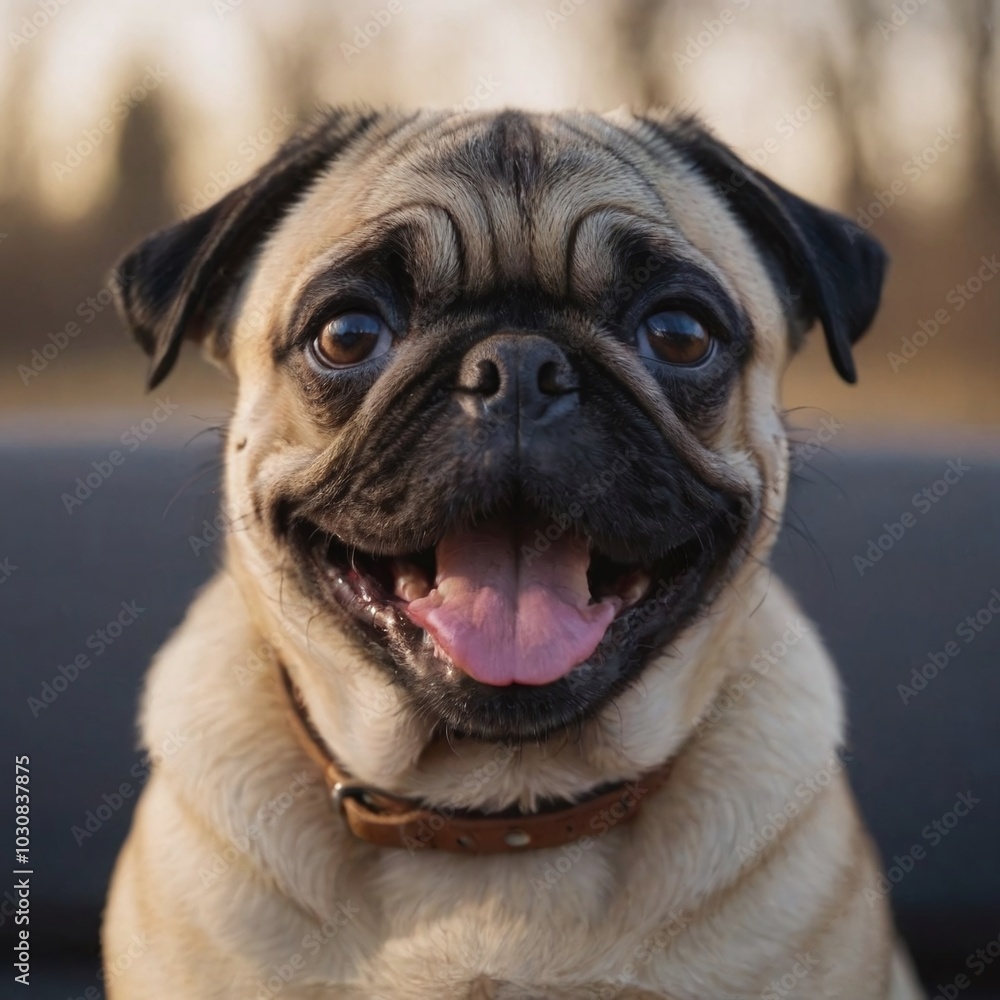 Obraz premium Pug with tongue hanging out