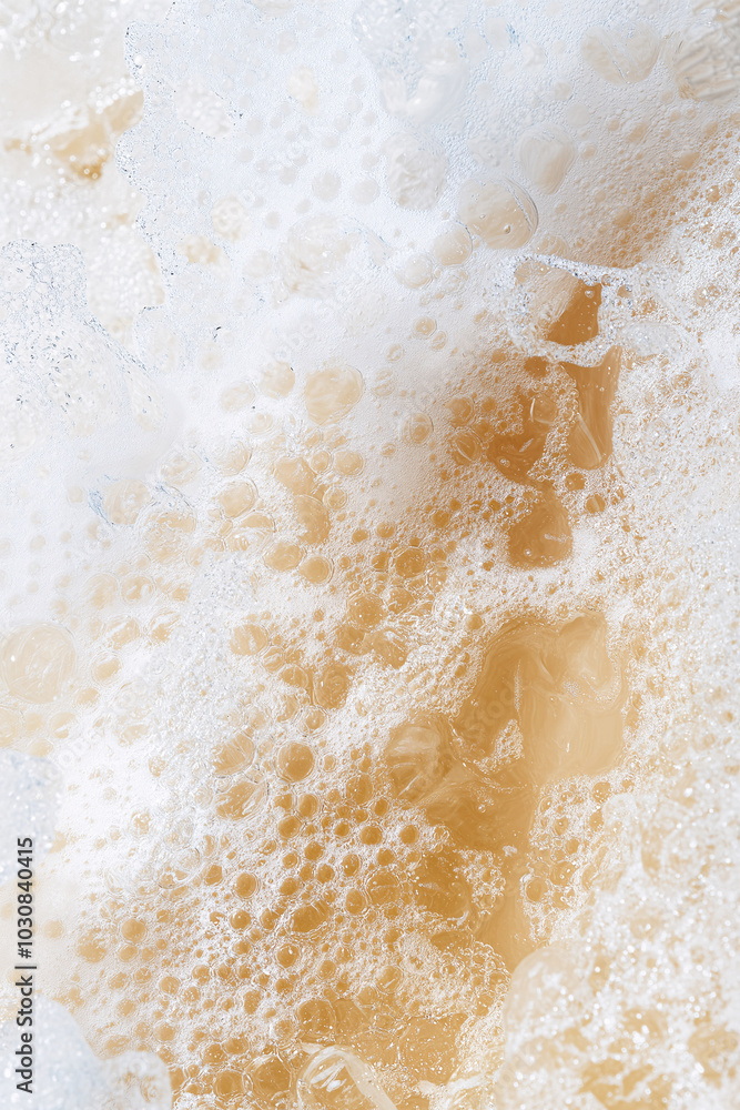 Close-up background of cleansing foam bubbles from a skincare product, embodying the concepts of self-care, skin cleansing, and spa relaxation Close-up background of cleansing foam bubbles from a skincare product, embodying the concepts of self-care, skin cleansing, and spa relaxation