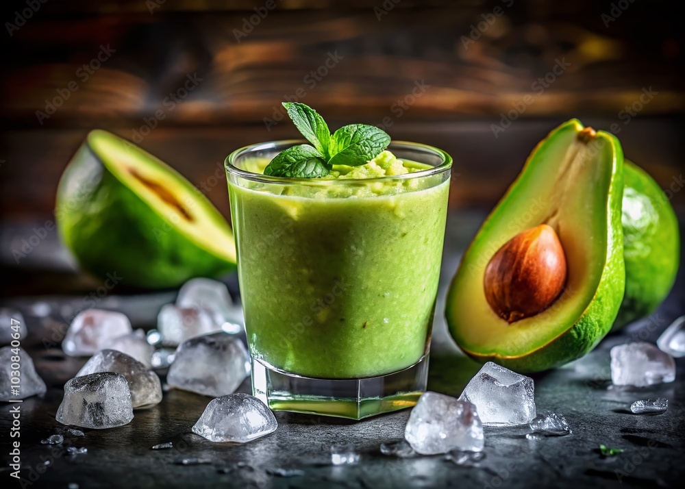 Refreshing Avocado Smoothie in Low Light – Healthy Drink Inspiration Refreshing Avocado Smoothie in Low Light – Healthy Drink Inspiration