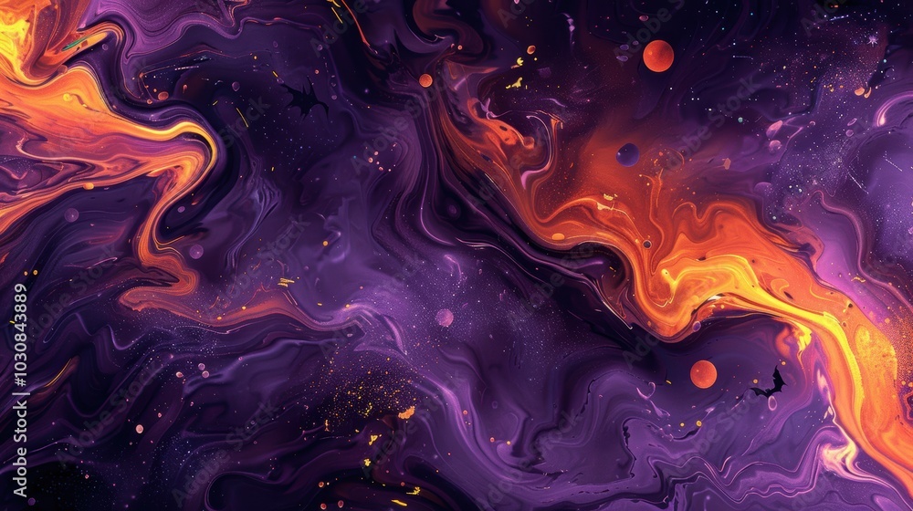 Abstract Halloween Swirl with Purple and Orange Ghostly Shapes for Creative Design Abstract Halloween Swirl with Purple and Orange Ghostly Shapes for Creative Design