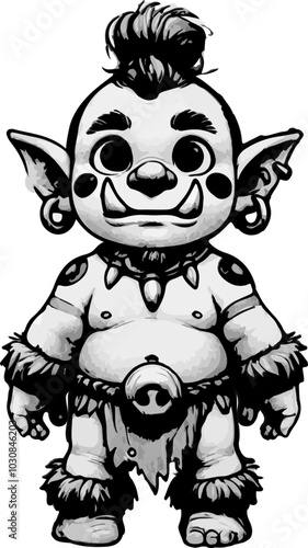 Adorable Orc Child Character Concept Art - Vector Sketch for Fantasy Game Development and Illustrations
