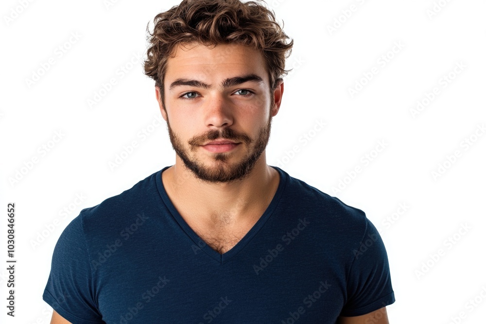 Man with beard wearing blue shirt Man with beard wearing blue shirt