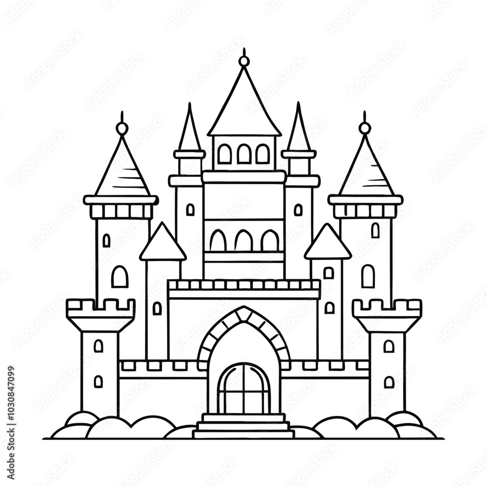 Obraz premium castle outline coloring page for kids