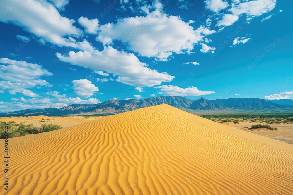 Naklejka premium Desert Sand Dune with Mountains