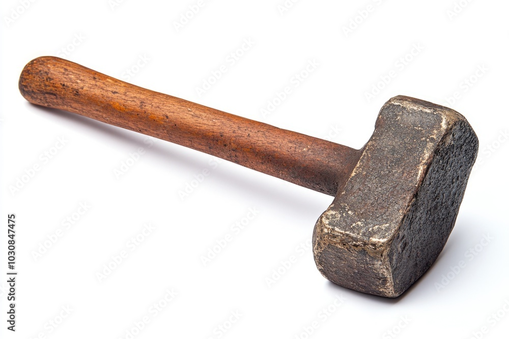 Hammer with wooden handle on white background Hammer with wooden handle on white background
