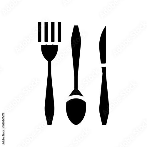 disposable cutlery plastic package glyph icon vector. disposable cutlery plastic package sign. isolated symbol illustration