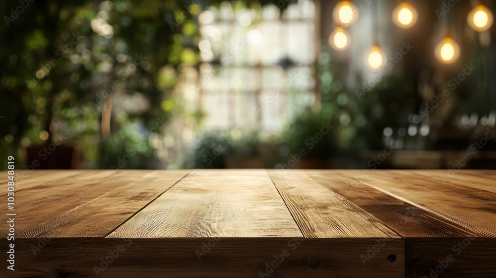 Empty rustic wood table and blurred soft light table in restaurant with bokeh background. product display template.Business presentation. Empty rustic wood table and blurred soft light table in restaurant with bokeh background. product display template.Business presentation.