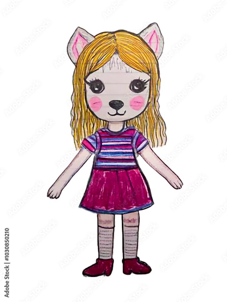 Child girl with cat costume dancing looped animation Child girl with cat costume dancing looped animation