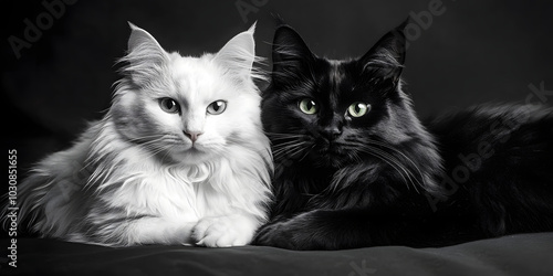Wallpaper Mural Gatos pretos e brancos elegantes relaxando Torontodigital.ca