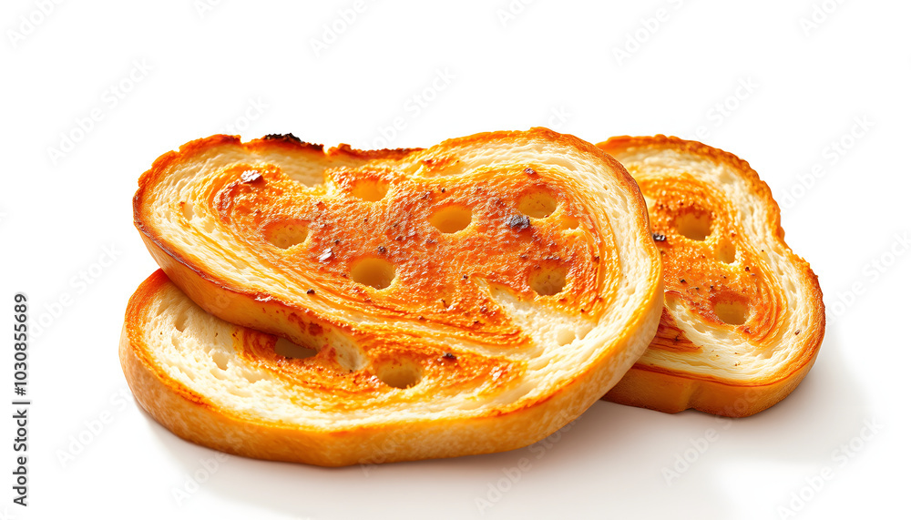 Slices of toasted bread isolated with white highlights, png Slices of toasted bread isolated with white highlights, png