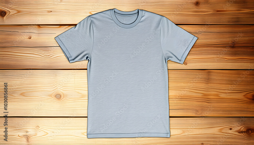 Mockup of blank gray tshirt on rustic wood background isolated with white highlights, png Mockup of blank gray tshirt on rustic wood background isolated with white highlights, png