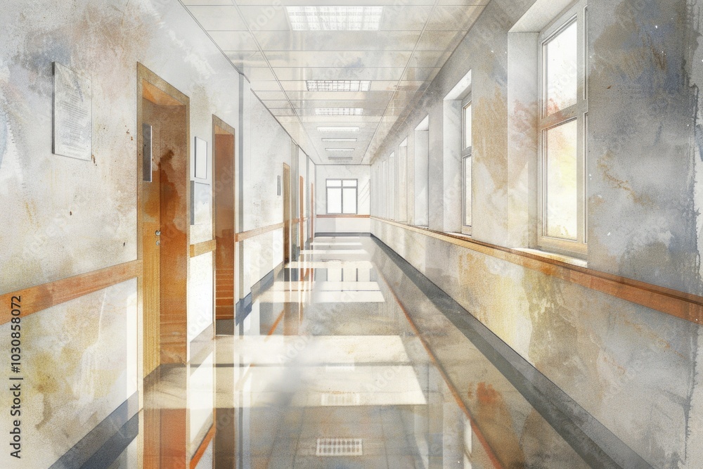 Long Building Hallway Long Building Hallway