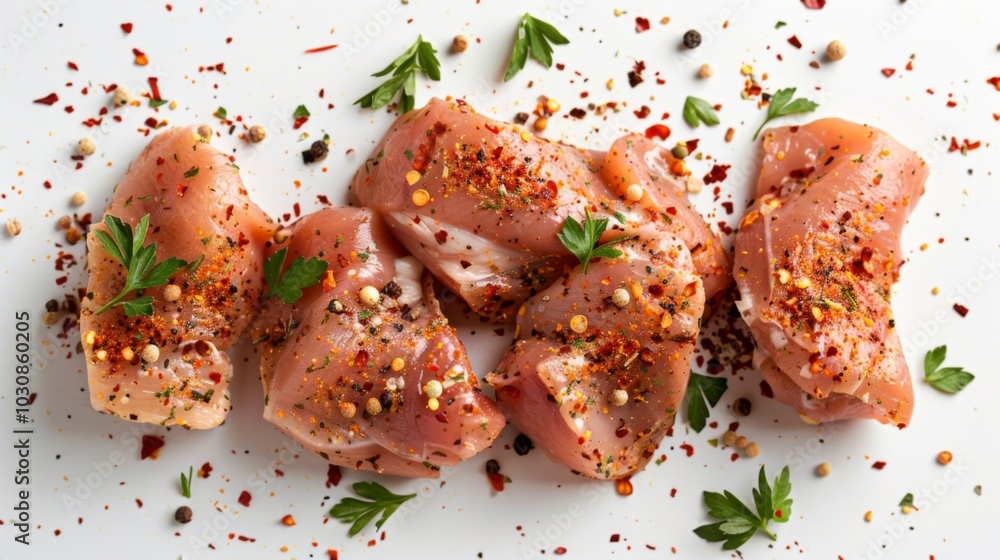 Raw Chicken Breast with Spices - Ready for Cooking Raw Chicken Breast with Spices - Ready for Cooking