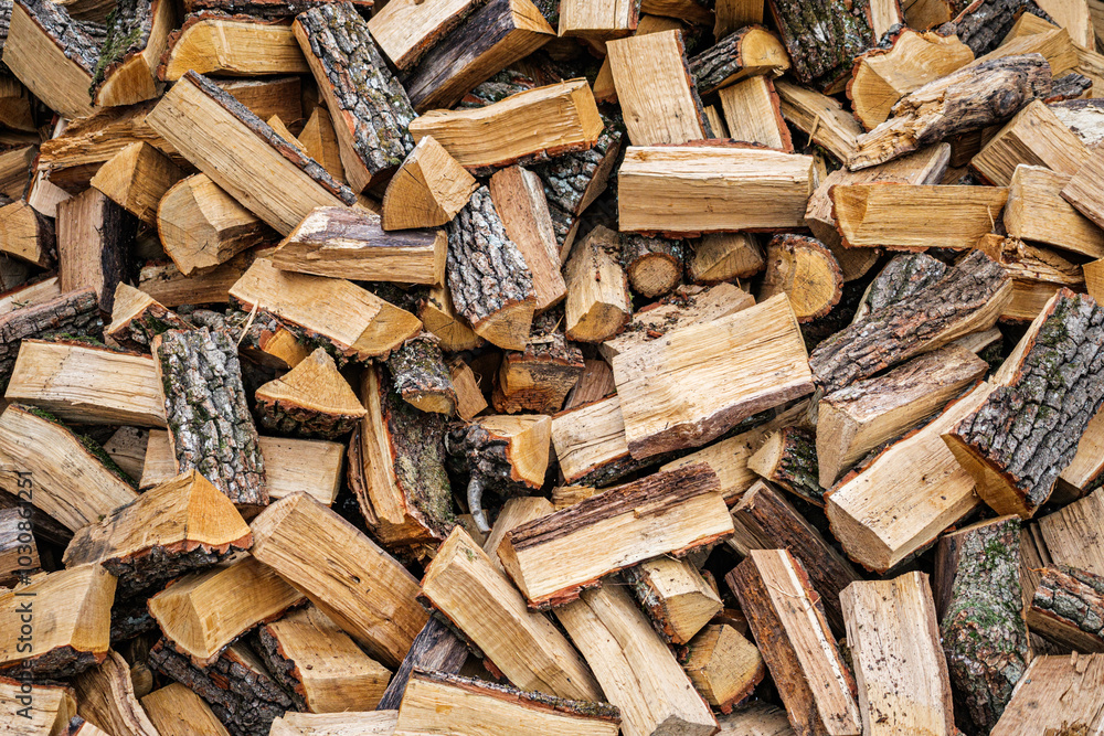 Man's Hands Stacking Chopped Firewood in a Woodpile Outdoors in Rural Countryside Background Man's Hands Stacking Chopped Firewood in a Woodpile Outdoors in Rural Countryside Background