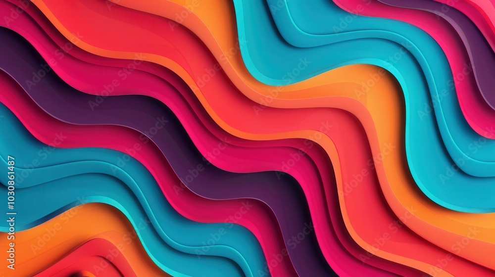 Fototapeta premium Dynamic Abstract Fractals, vibrant 3D shapes intertwining in a flat design, creating a mesmerizing visual experience that captivates the imagination and inspires creativity.